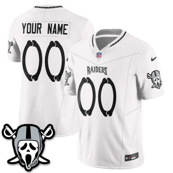 Las Vegas Raiders Ghost Face Edition Vapor Custom Jersey - All Stitched - White