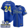 Los Angeles Rams Blake Corum 2X Champs Rivalries Vapor Baseball Jersey - All Stitched - Royal