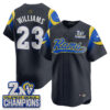 Los Angeles Rams Kyren Williams 2X Champs Rivalries Vapor Baseball Jersey - All Stitched - Navy