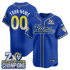 Los Angeles Rams 2X Champs Rivalries Vapor Custom Baseball Jersey - All Stitched - Royal