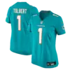 Women's Miami Dolphins Jalen Tolbert Vapor Limited Jersey - All Stitched - Aqua