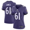 Women's Baltimore Ravens Andre James Vapor Limited Jersey - All Stitched - Purple
