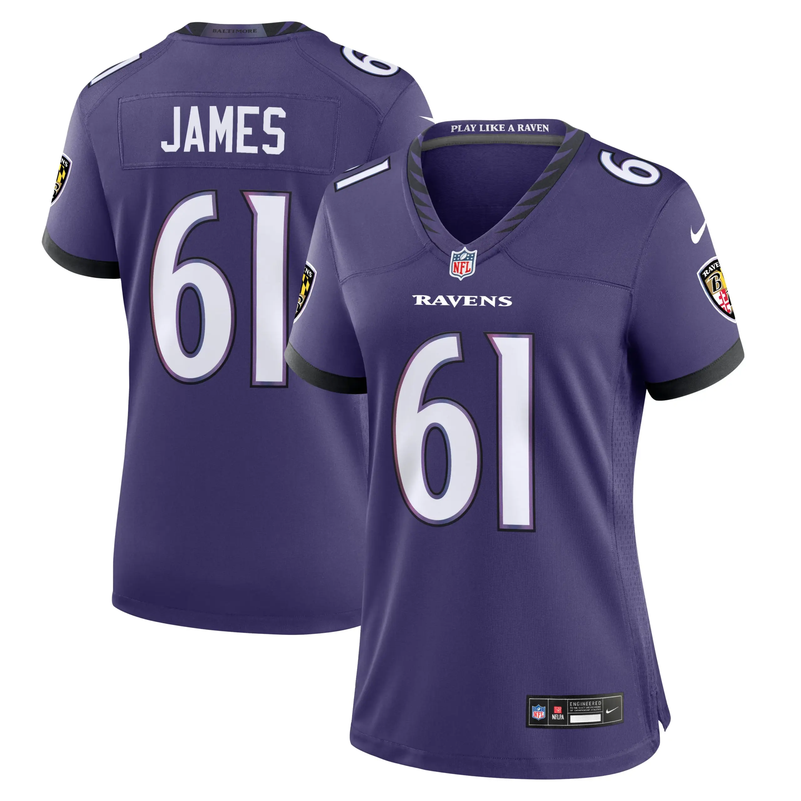 Women's Baltimore Ravens Andre James Vapor Limited Jersey - All Stitched - Purple