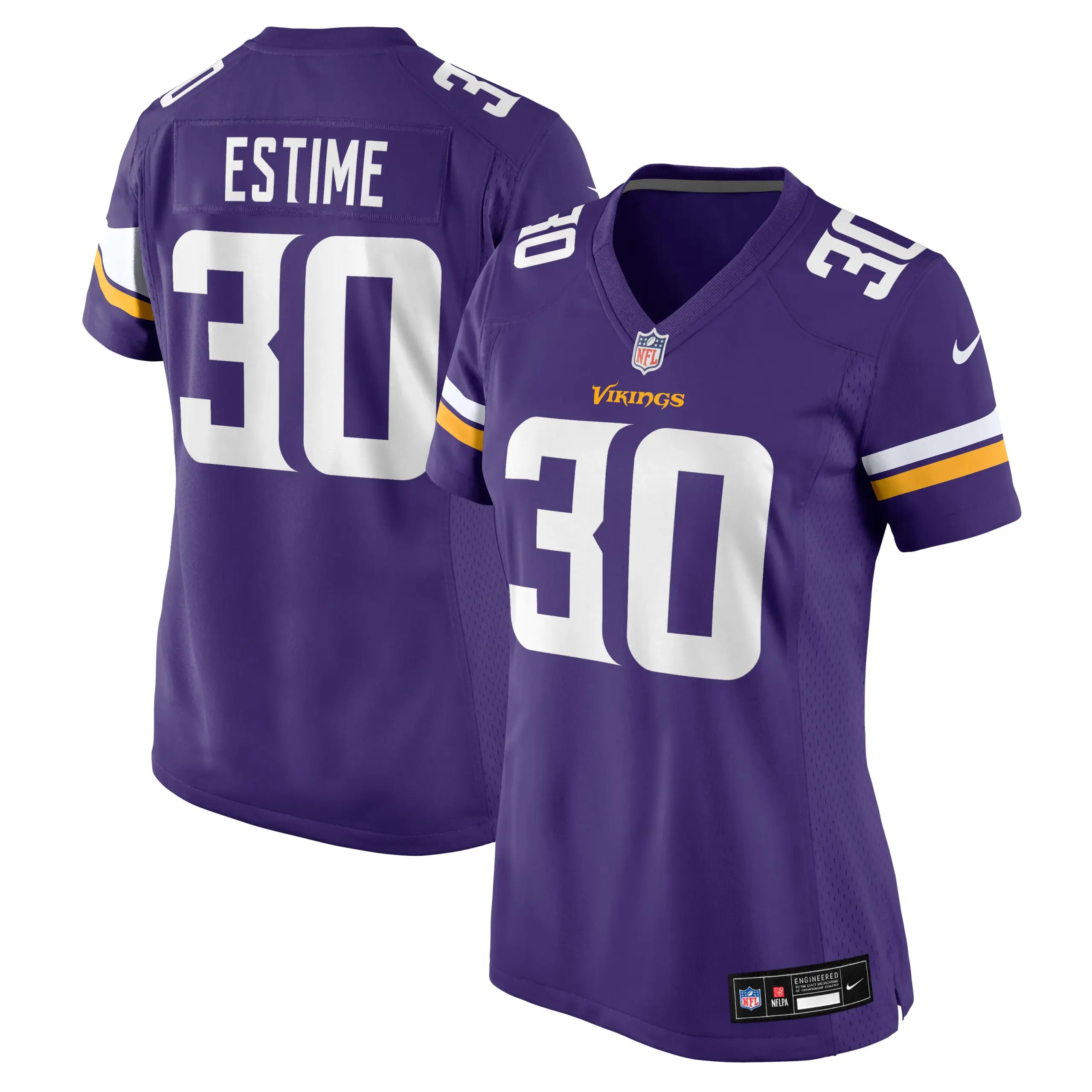 Women's Minnesota Vikings Audric Estime Vapor Limited Jersey - All Stitched - Purple