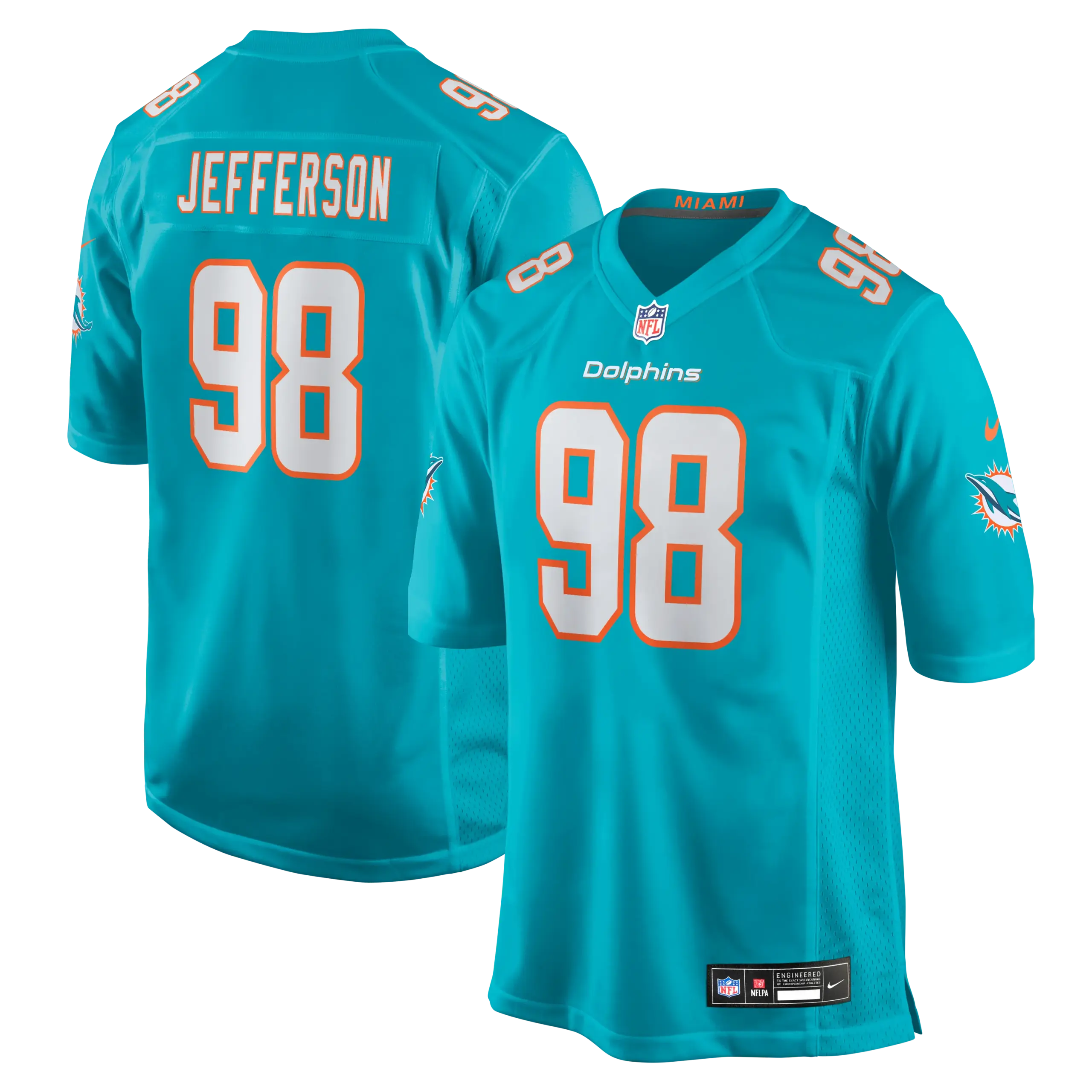 Miami Dolphins Jordan Jefferson Vapor Limited Jersey - All Stitched - Aqua
