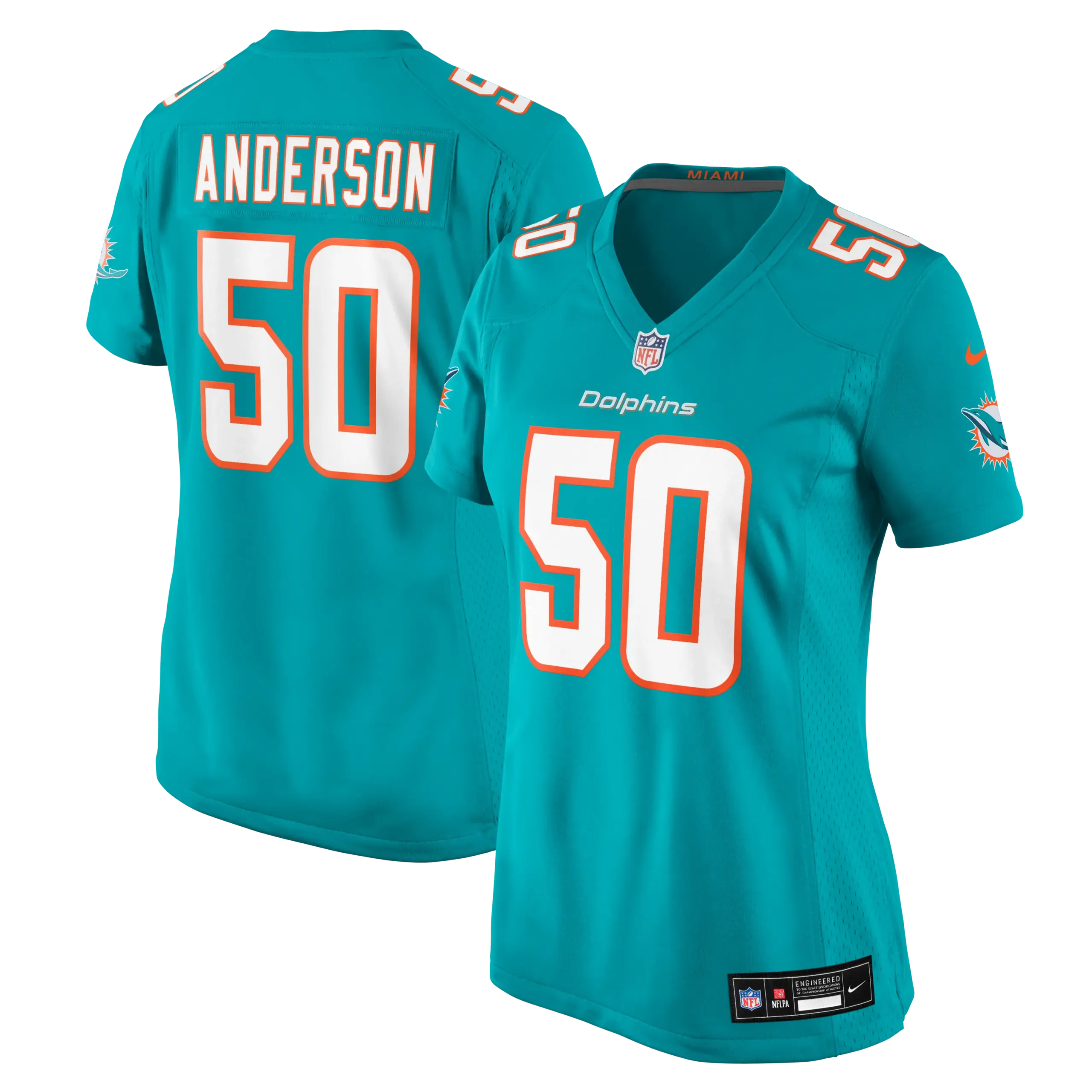 Women's Miami Dolphins Liam Anderson Vapor Limited Jersey - All Stitched - Aqua