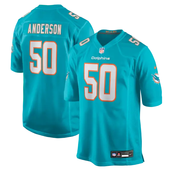 Miami Dolphins Liam Anderson Vapor Limited Jersey - All Stitched - Aqua
