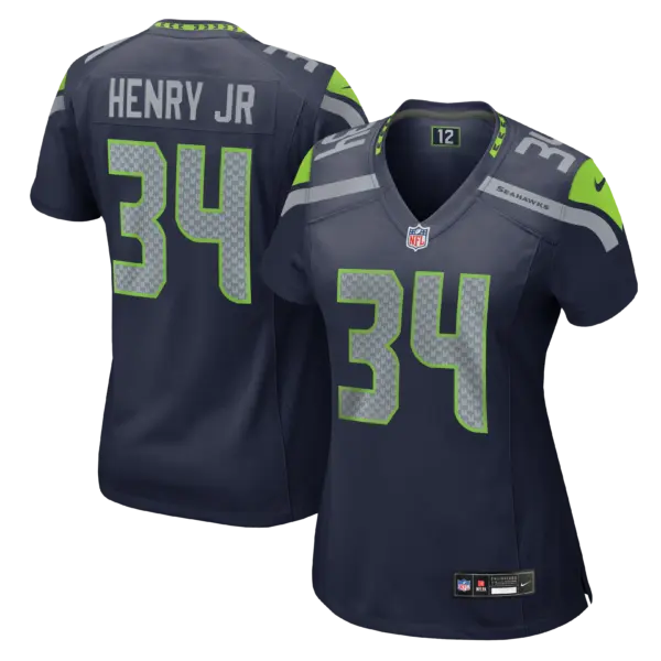 Women's Seattle Seahawks Robert Henry Jr Vapor Limited Jersey - All Stitched - College Navy