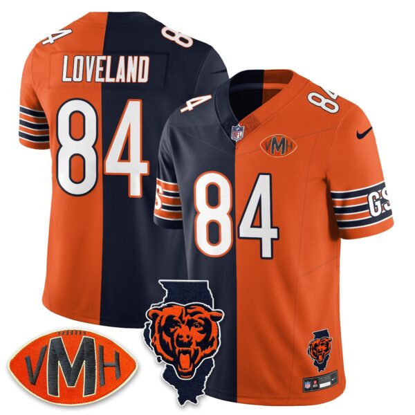 Chicago Bears Colston Loveland Limited Jersey - All Stitched - Split Orange Navy