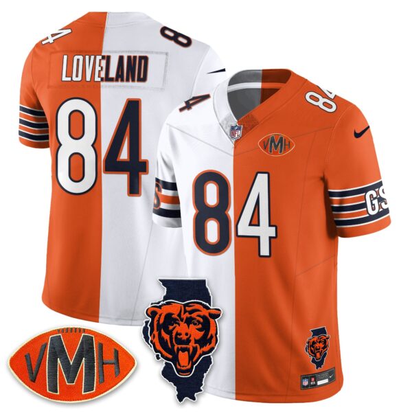 Chicago Bears Colston Loveland Limited Jersey - All Stitched - Split Orange White