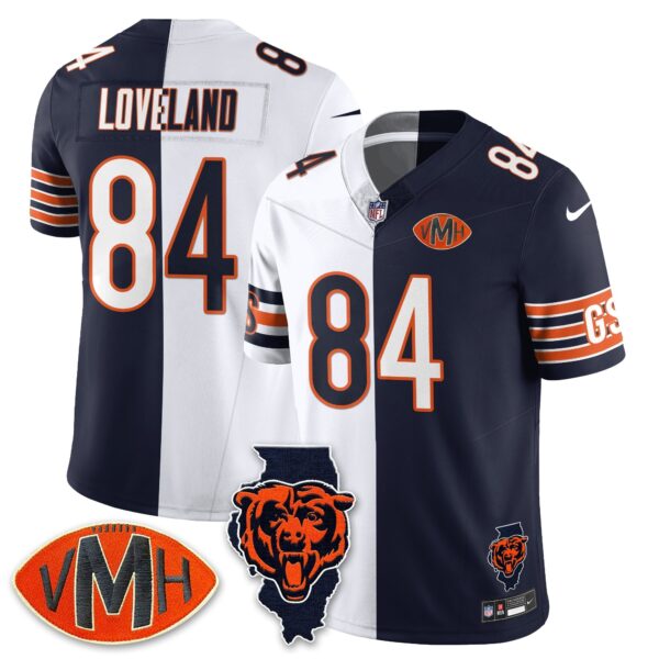 Chicago Bears Colston Loveland Limited Jersey - All Stitched - Split Navy White
