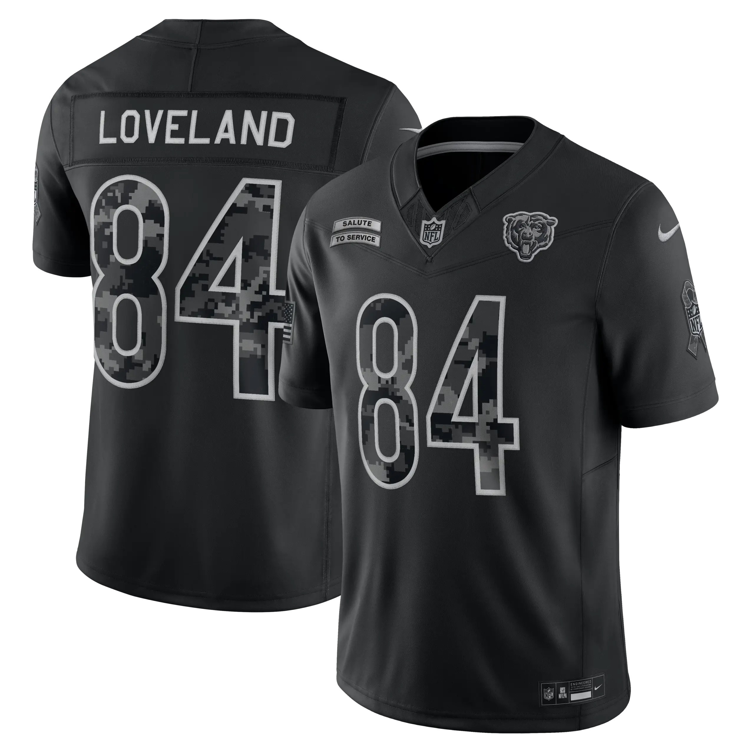 Chicago Bears Colston Loveland 2026 Salute to Service Limited Jersey - All Stitched - Black