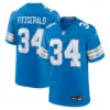 Detroit Lions Bishop Fitzgerald Game Jersey - All Stitched - Blue