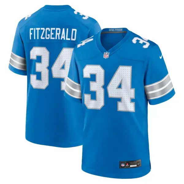 Detroit Lions Bishop Fitzgerald Game Jersey - All Stitched - Blue