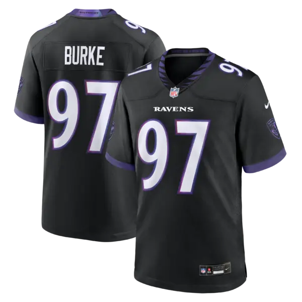 Baltimore Ravens Ethan Burke Alternate Game Jersey - All Stitched - Black