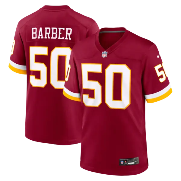 Washington Commanders Ricky Barber Game Jersey - All Stitched - Burgundy