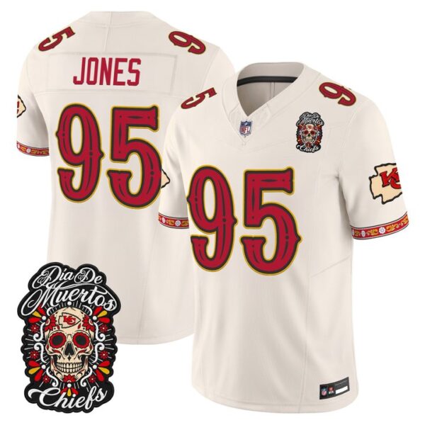 Kansas City Chiefs Chris Jones Dia de los Muertos Vapor Limited Jersey - All Stitched - Bone