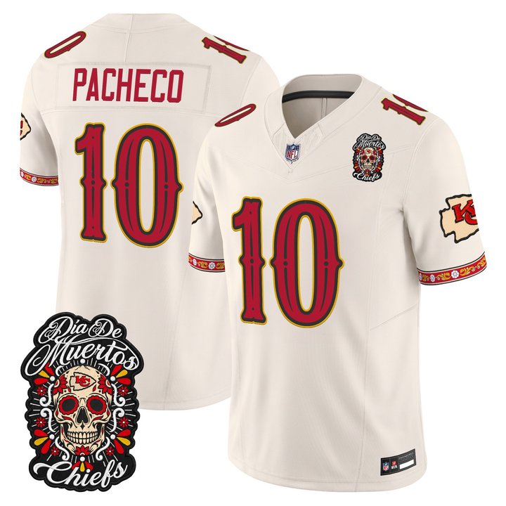 Kansas City Chiefs Isiah Pacheco Dia de los Muertos Vapor Limited Jersey - All Stitched - Bone