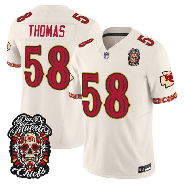 Kansas City Chiefs Derrick Thomas Dia de los Muertos Vapor Limited Jersey - All Stitched - Bone