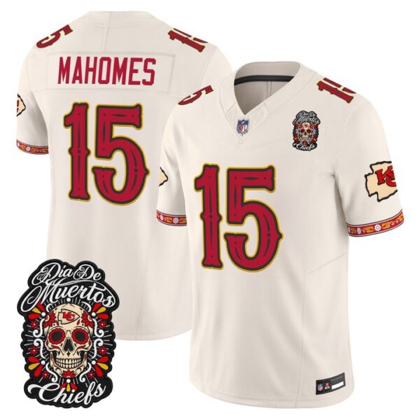 Kansas City Chiefs Patrick Mahomes Dia de los Muertos Vapor Limited Jersey - All Stitched - Bone