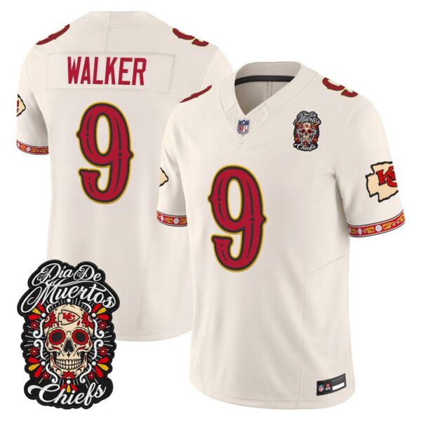 Kansas City Chiefs Kenneth Walker Dia de los Muertos Vapor Limited Jersey - All Stitched - Bone