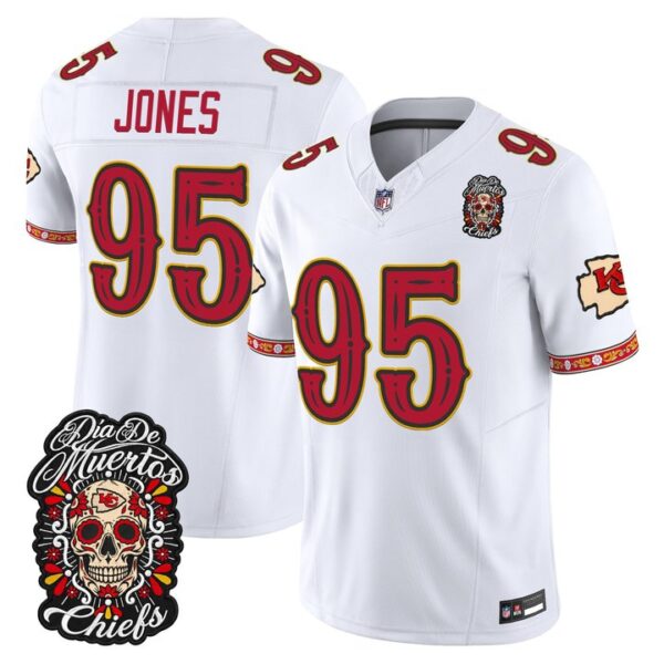 Kansas City Chiefs Chris Jones Dia de los Muertos Vapor Limited Jersey - All Stitched - White
