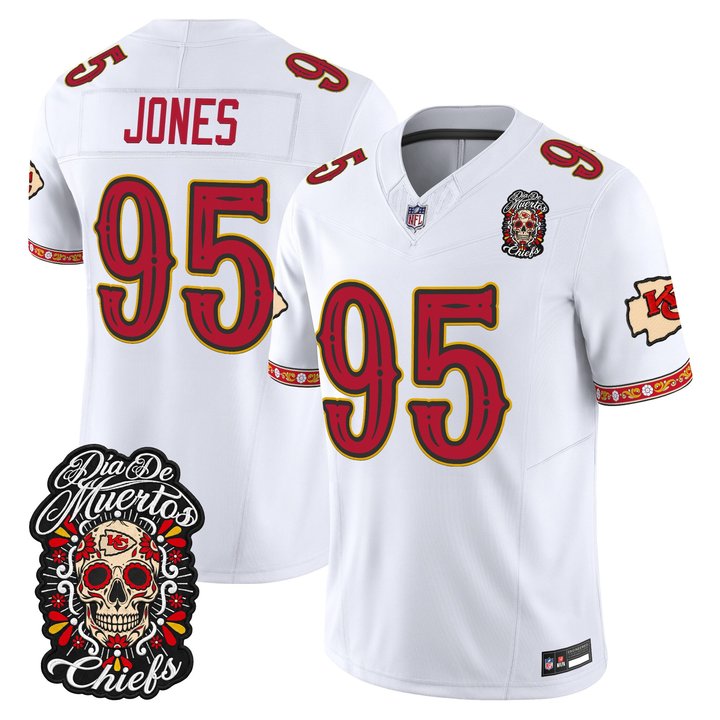 Kansas City Chiefs Chris Jones Dia de los Muertos Vapor Limited Jersey - All Stitched - White