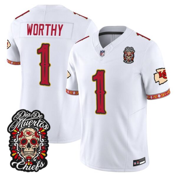Kansas City Chiefs Xavier Worthy Dia de los Muertos Vapor Limited Jersey - All Stitched - White