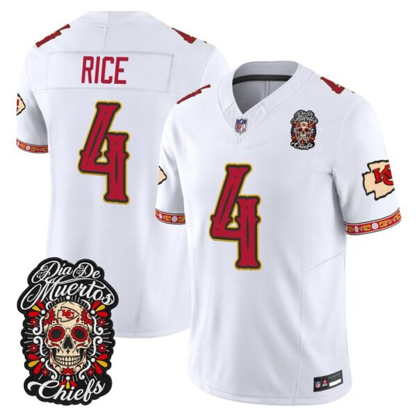 Kansas City Chiefs Rashee Rice Dia de los Muertos Vapor Limited Jersey - All Stitched - White