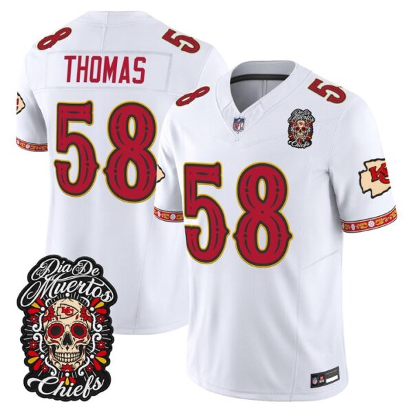 Kansas City Chiefs Derrick Thomas Dia de los Muertos Vapor Limited Jersey - All Stitched - White