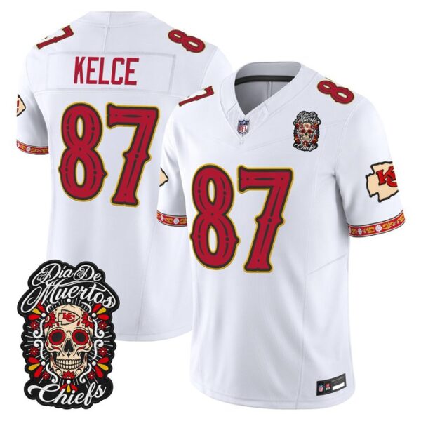 Kansas City Chiefs Travis Kelce Dia de los Muertos Vapor Limited Jersey - All Stitched - White