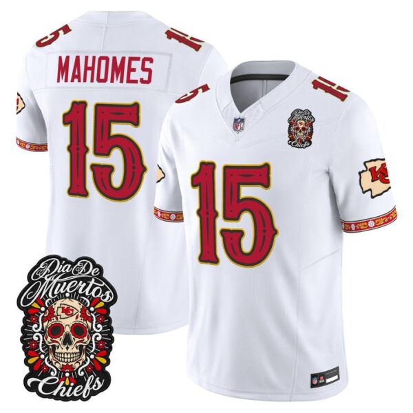 Kansas City Chiefs Patrick Mahomes Dia de los Muertos Vapor Limited Jersey - All Stitched - White