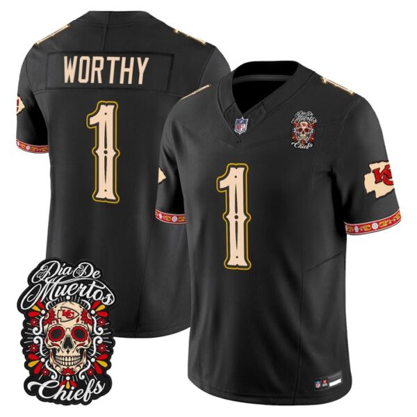 Kansas City Chiefs Xavier Worthy Dia de los Muertos Vapor Limited Jersey - All Stitched - Black