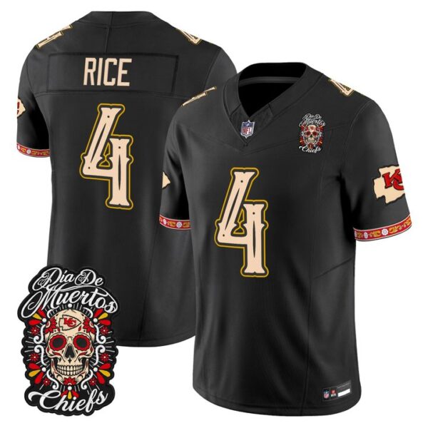 Kansas City Chiefs Rashee Rice Dia de los Muertos Vapor Limited Jersey - All Stitched - Black