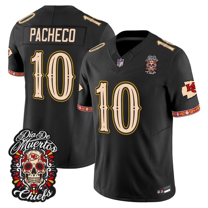 Kansas City Chiefs Isiah Pacheco Dia de los Muertos Vapor Limited Jersey - All Stitched - Black