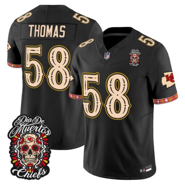 Kansas City Chiefs Derrick Thomas Dia de los Muertos Vapor Limited Jersey - All Stitched - Black