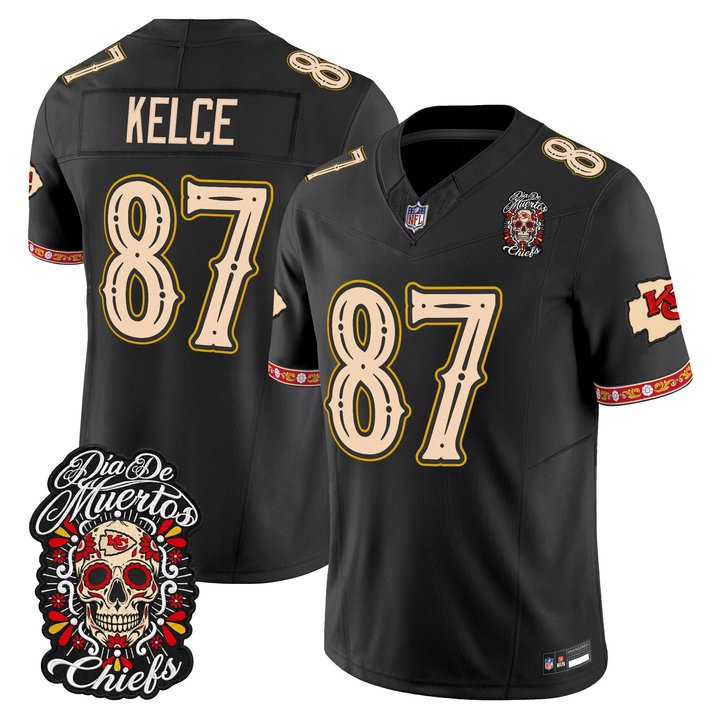Kansas City Chiefs Travis Kelce Dia de los Muertos Vapor Limited Jersey - All Stitched - Black