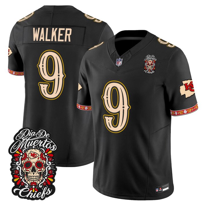 Kansas City Chiefs Kenneth Walker Dia de los Muertos Vapor Limited Jersey - All Stitched - Black