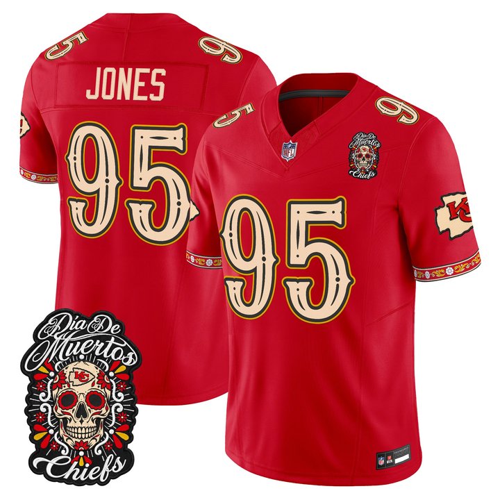 Kansas City Chiefs Chris Jones Dia de los Muertos Vapor Limited Jersey - All Stitched - Red