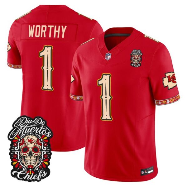 Kansas City Chiefs Xavier Worthy Dia de los Muertos Vapor Limited Jersey - All Stitched - Red