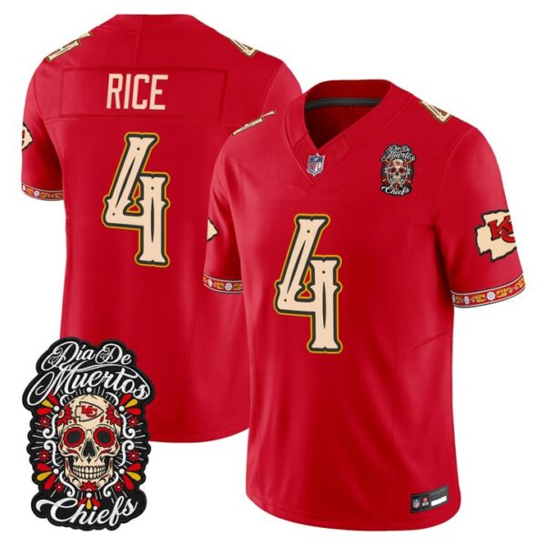 Kansas City Chiefs Rashee Rice Dia de los Muertos Vapor Limited Jersey - All Stitched - Red