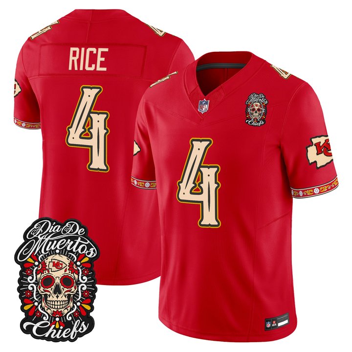 Kansas City Chiefs Rashee Rice Dia de los Muertos Vapor Limited Jersey - All Stitched - Red