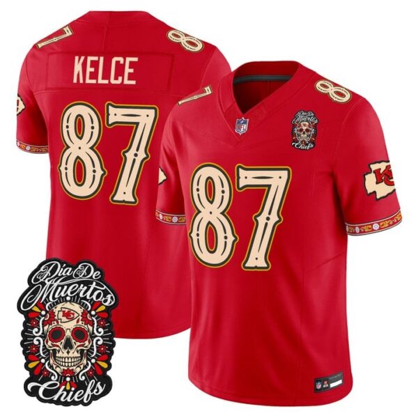 Kansas City Chiefs Travis Kelce Dia de los Muertos Vapor Limited Jersey - All Stitched - Red