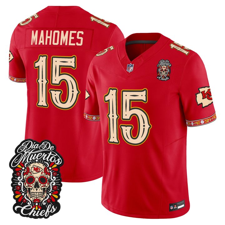 Kansas City Chiefs Patrick Mahomes Dia de los Muertos Vapor Limited Jersey - All Stitched - Red