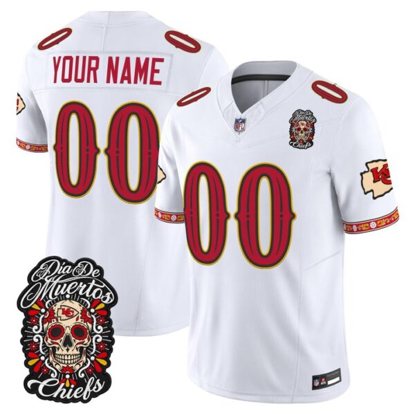 Kansas City Chiefs Dia de los Muertos Vapor Limited Custom Jersey - All Stitched - White