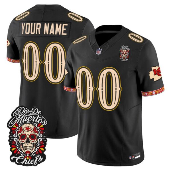 Kansas City Chiefs Dia de los Muertos Vapor Limited Custom Jersey - All Stitched - Black