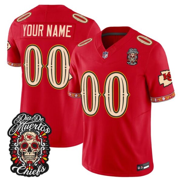 Kansas City Chiefs Dia de los Muertos Vapor Limited Custom Jersey - All Stitched - Red