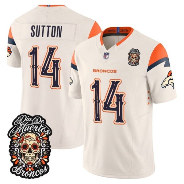 Denver Broncos Courtland Sutton Dia de los Muertos Vapor Limited Jersey - All Stitched - Bone