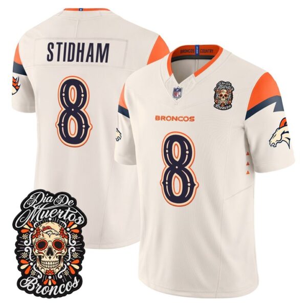 Denver Broncos Jarrett Stidham Dia de los Muertos Vapor Limited Jersey - All Stitched - Bone