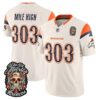Denver Broncos Mile High 303 Dia de los Muertos Vapor Limited Jersey - All Stitched - Bone